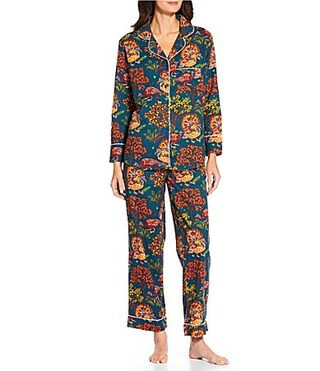 Printfresh Turkey Trot Long Sleeve Notch Collar Long Flannel Pajama Set - M | Dillard's
