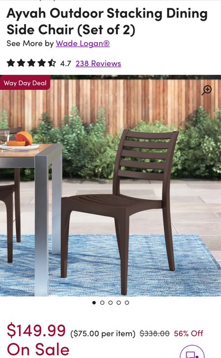 Stackable outdoor dining chairs on sale for the Wayday sale! Set of two for $149

#LTKxWayDay #LTKSaleAlert #LTKSeasonal