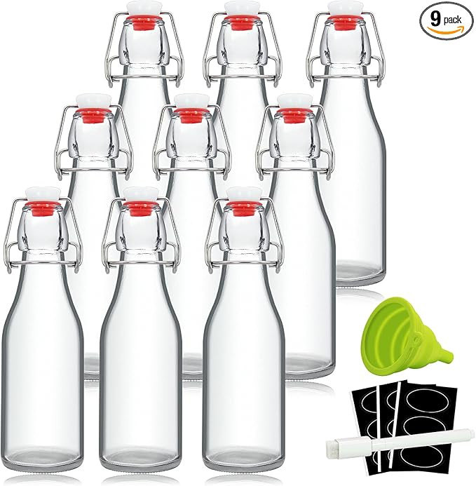 YEBODA 8oz Swing Top Bottles - Glass Beer Bottle with Airtight Rubber Seal Flip Caps for Home Bre... | Amazon (US)