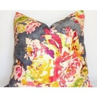 SALE COLUMBUS DAY As Seen on The Bachelor Charcoal Grey Peach Pink Rose Floral Pillow Cover Decorative Home Decor Size 18x18 20x20 22x22 | Etsy (US)