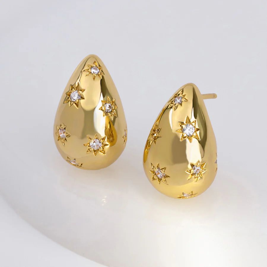 Teardrop Constellation Gold 20mm Stud Earrings | Wanderlust + Co