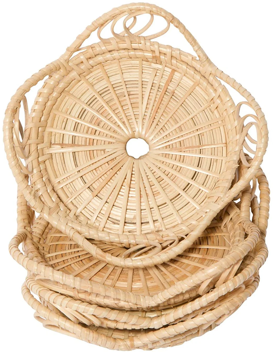 Natural Handmade Woven Bamboo Rattan Coasters for Drinks - Neutral Minimalist Lemonbest Wicker Bo... | Walmart (US)