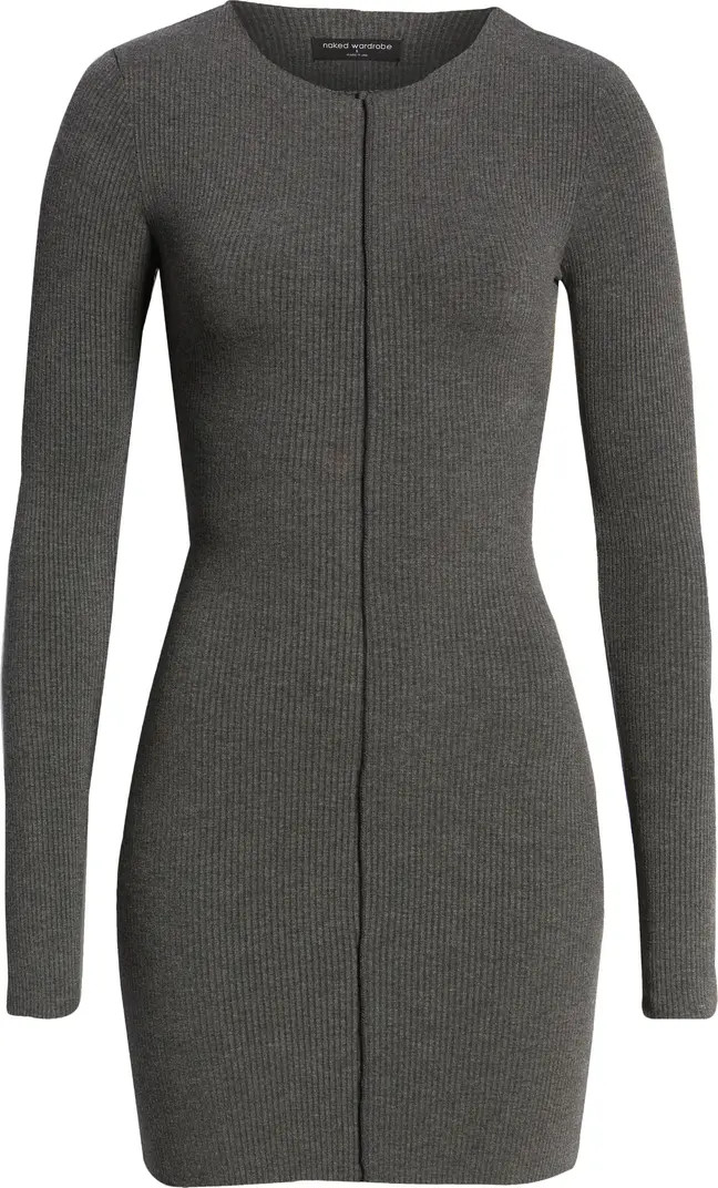 Snatched Vibes Long Sleeve Rib Knit Minidress | Nordstrom