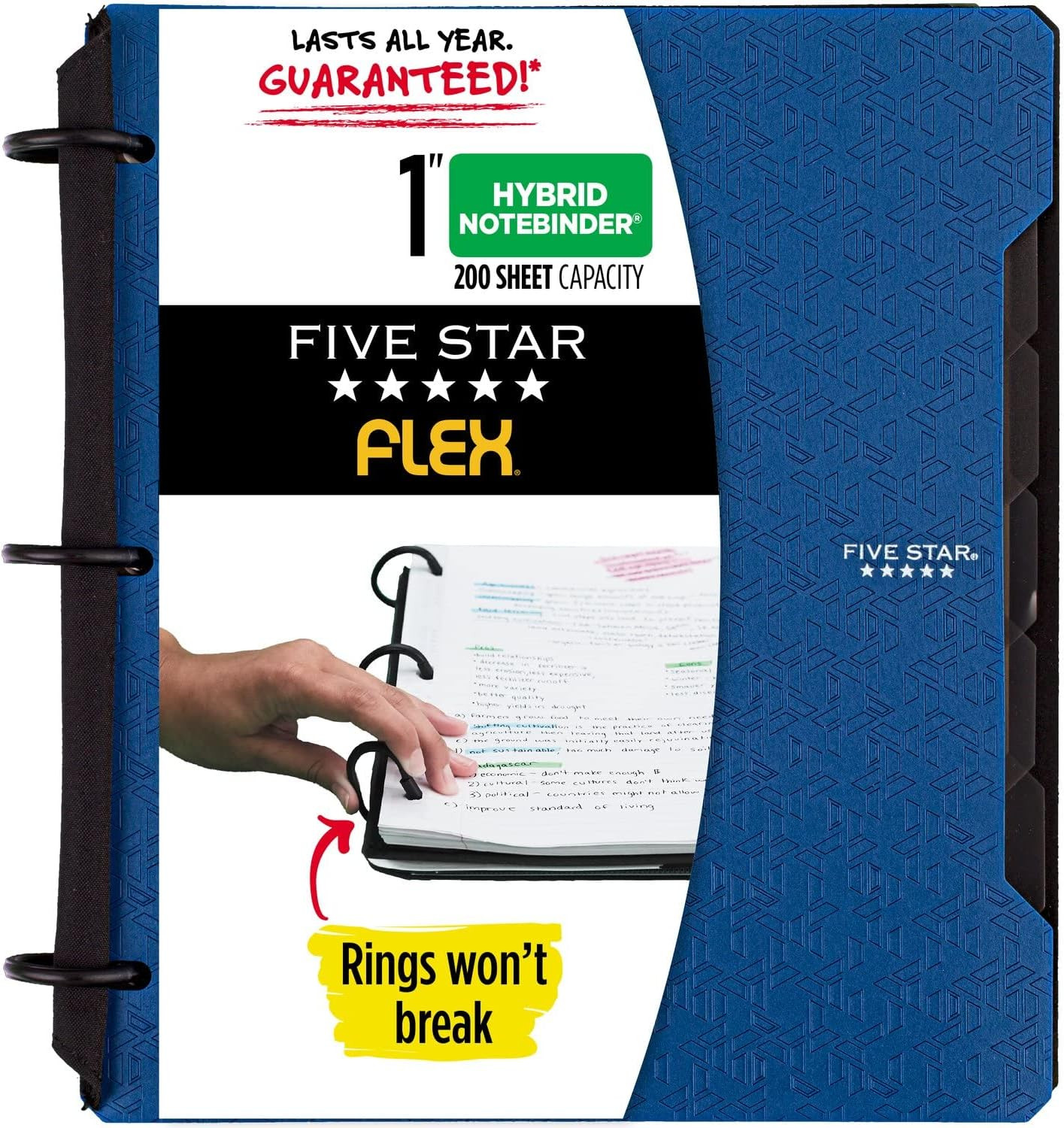 Five Star Flex Refillable Notebook + Study App, College Ruled Paper, 1 Inch TechLock Rings, Pocke... | Amazon (US)