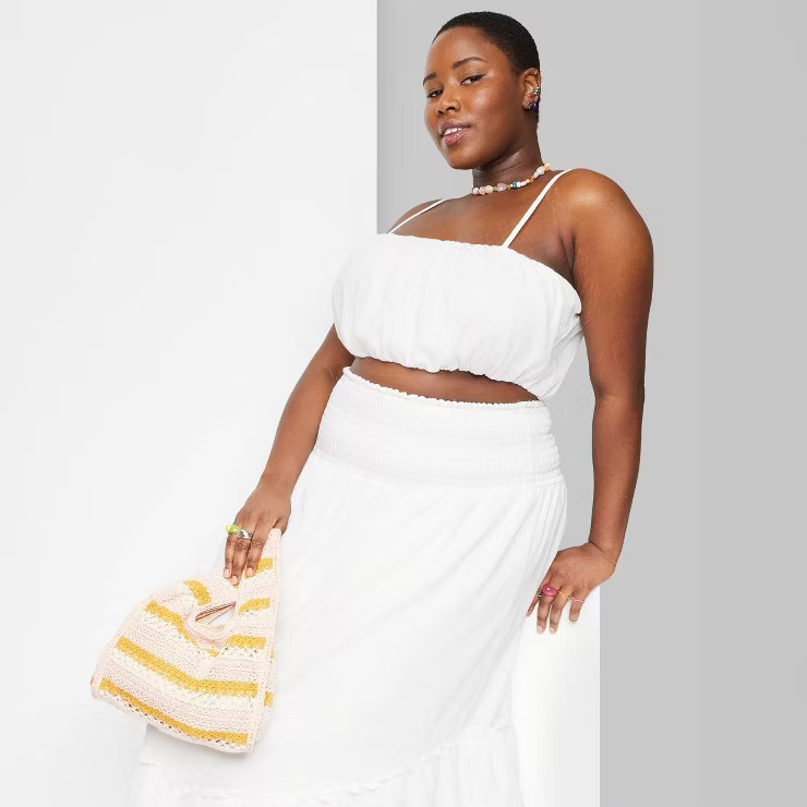 Women's Square Neck Ruched Woven Tiny Top - Wild Fable™ | Target