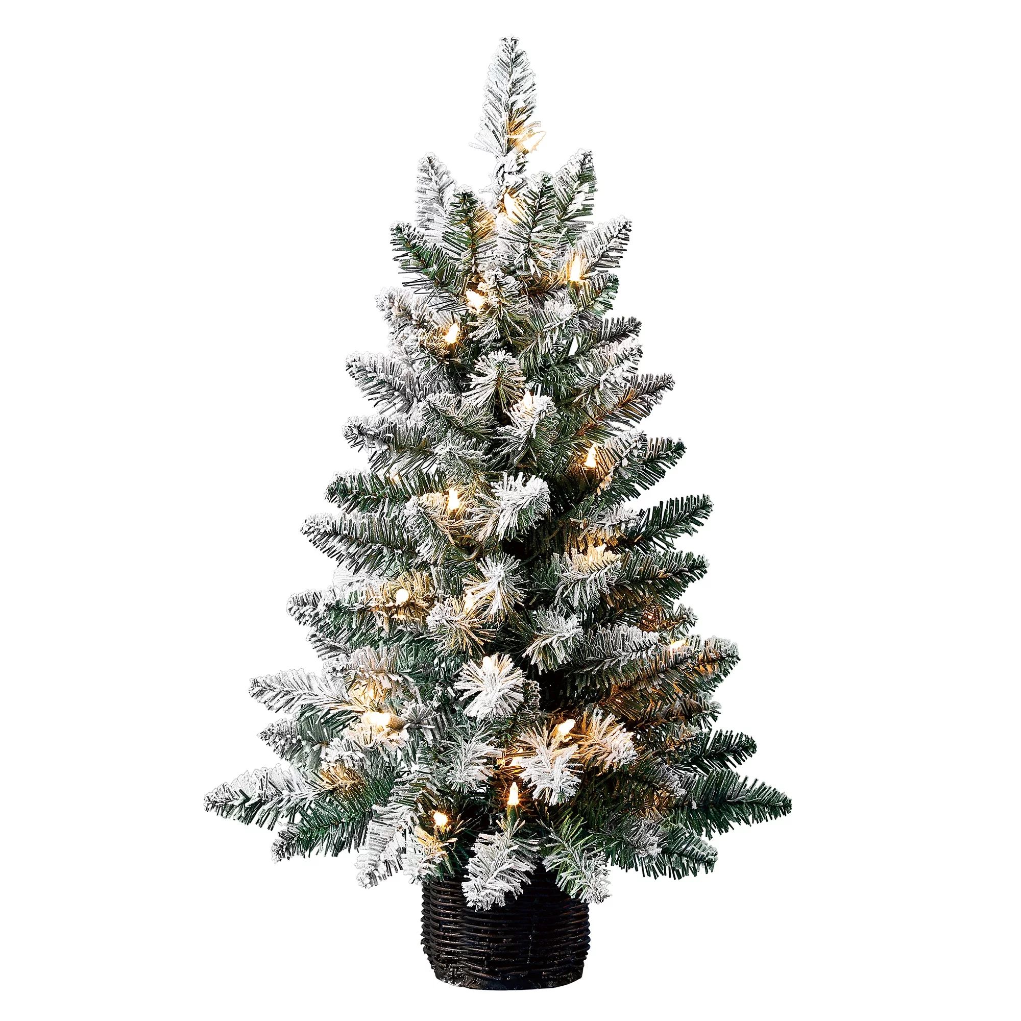Holiday Time Pre-Lit Cooper Flocked Artificial Christmas Tree, 24", Clear Lights | Walmart (US)
