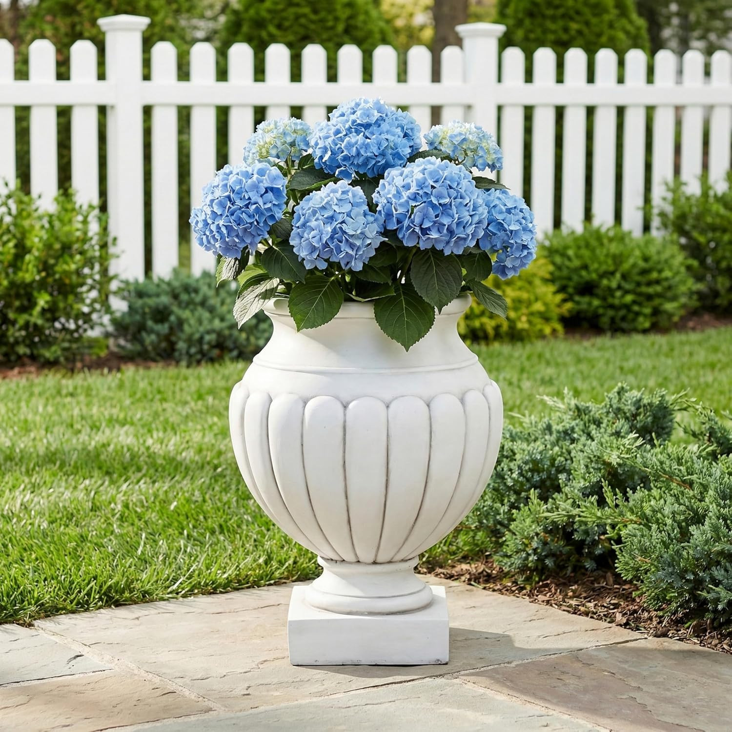 Christopher Knight Home 23.03 Inch Classical Scalloped Pedestal Urn Planter MGO Outdoor Flower Po... | Amazon (US)