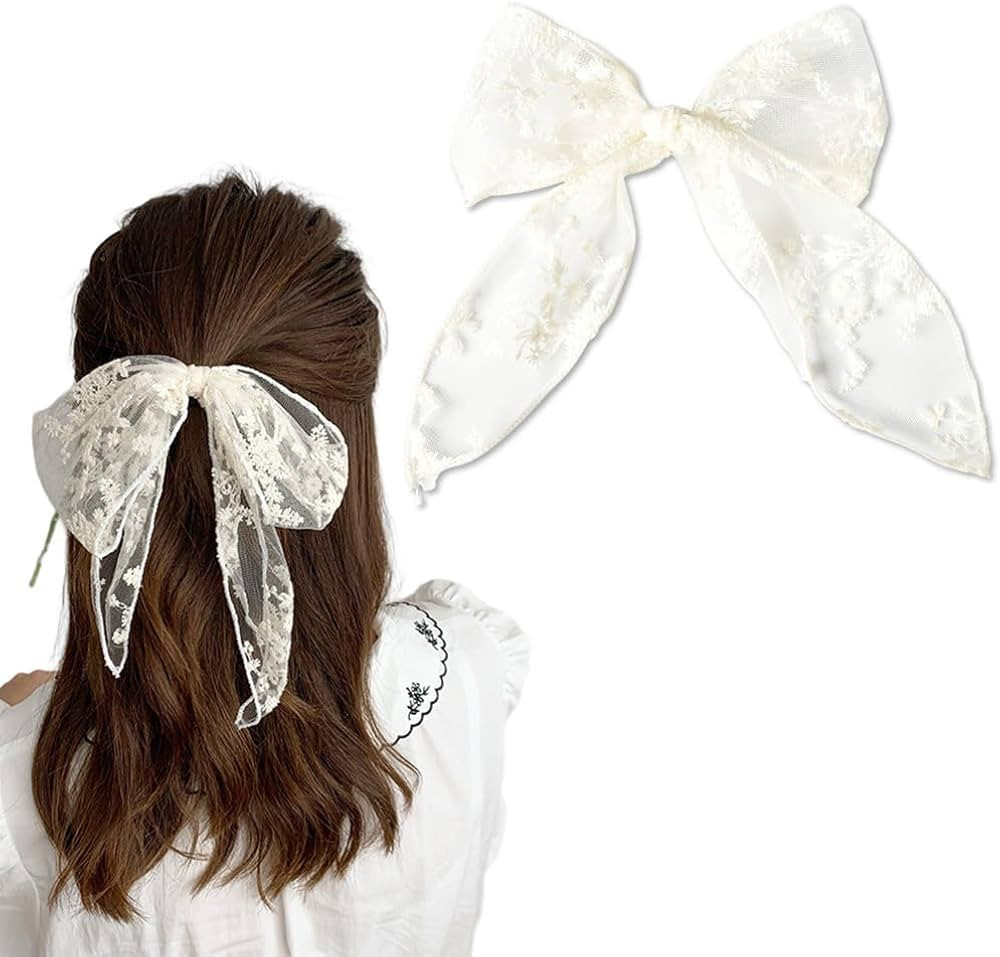 Bow Hair Clips White Lace Hair Bows for Women Girls Bowknot Hair Clip Hair Bow Barrettes Hairclip... | Amazon (US)
