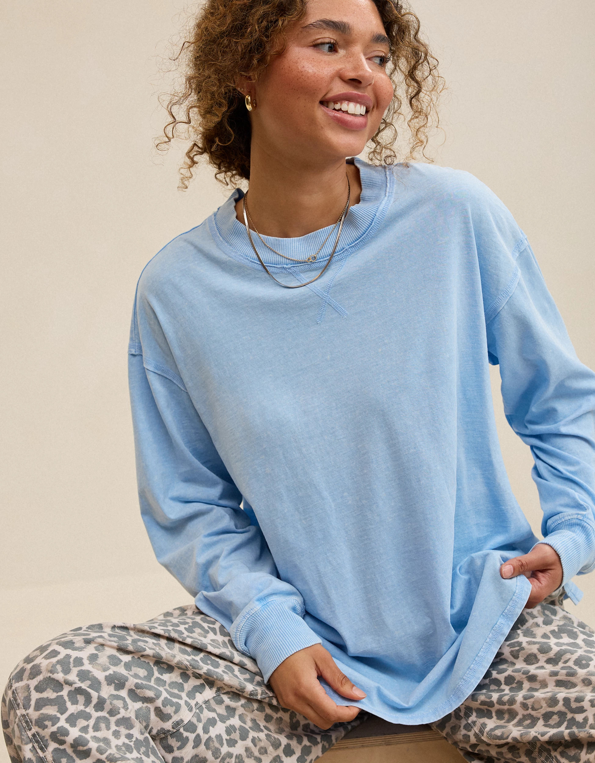 Buy More, Save More New Aerie Cozy Oversized Long Sleeve Boyfriend T-Shirt | American Eagle Outfitters (US & CA)