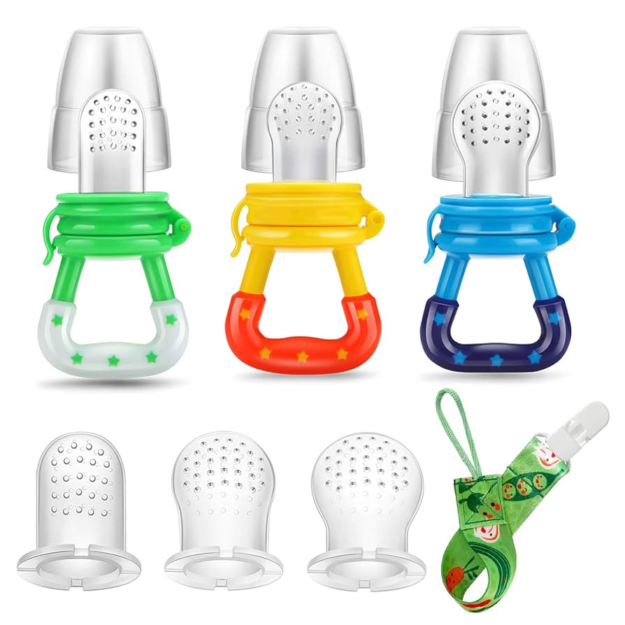 PandaEar Baby Fresh Fruit Food Feeder Pacifier (3 Pack) |Training Massaging Toy Teether| Food Gra... | Amazon (US)
