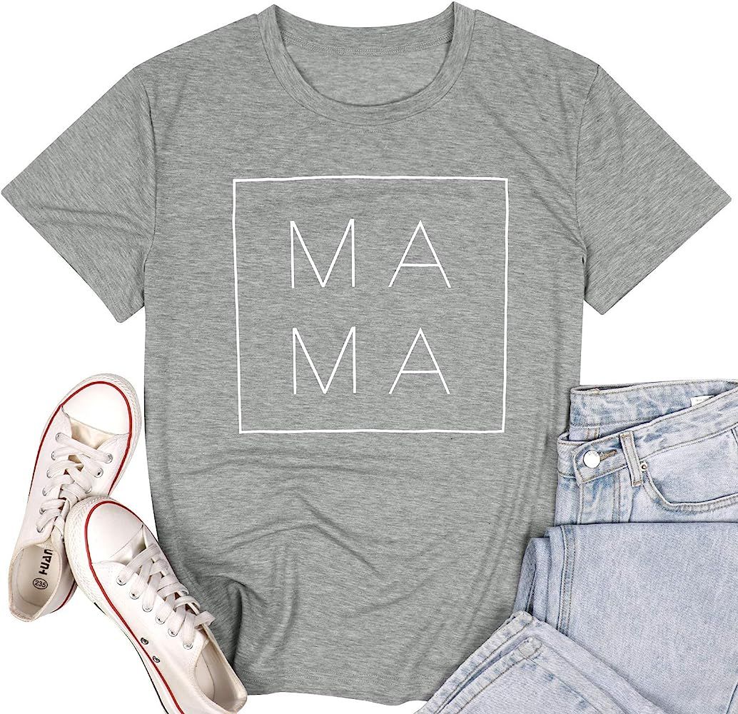 Tie Dye Shirt Women Mom Life Tshirts Mama Letter Printed Clothes Casual Short Sleeve Tees Tops | Amazon (US)