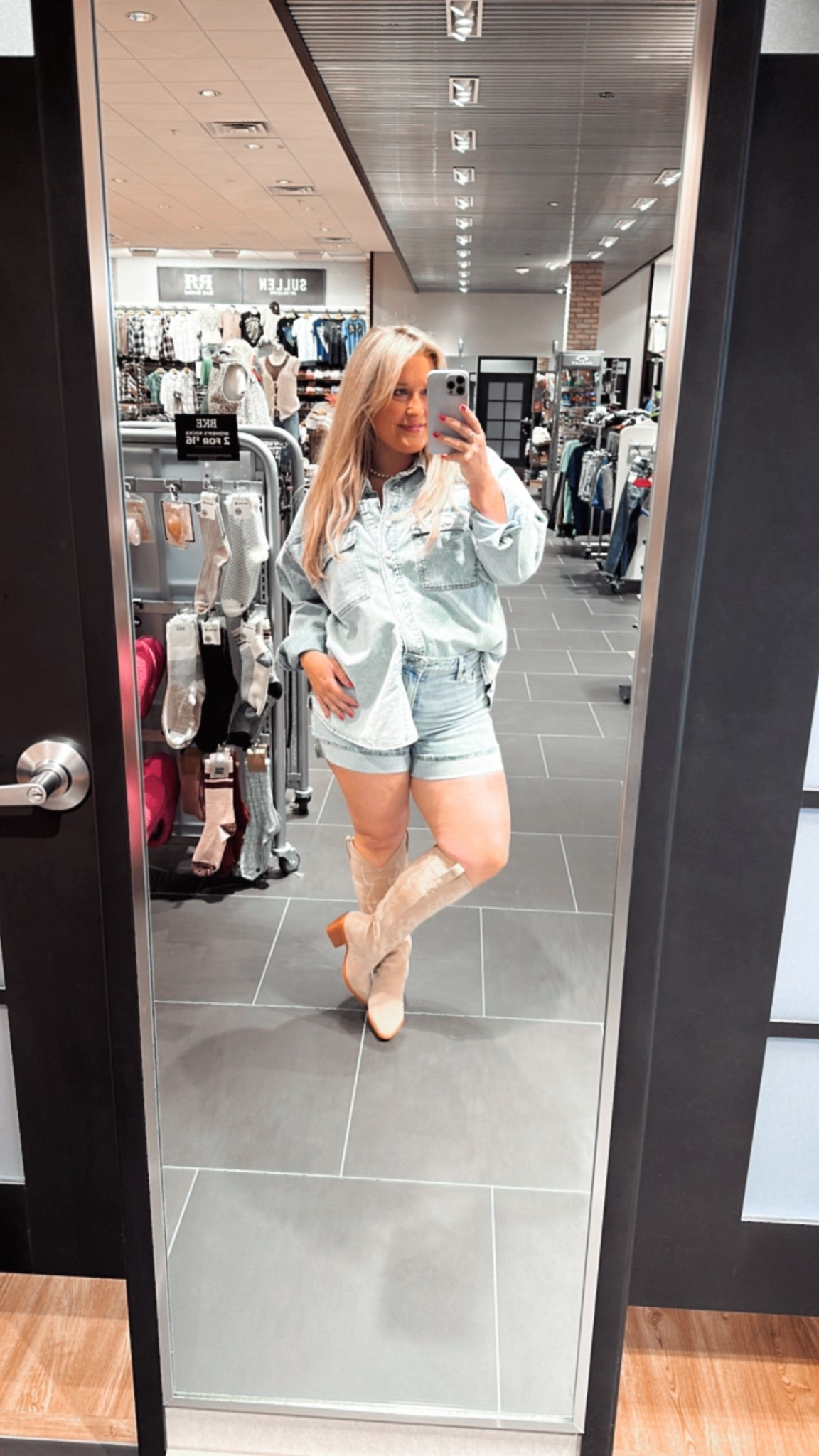 Denim on denim outfit!! #buckleoutfit #widecalfboots

#LTKStyleTip #LTKShoeCrush