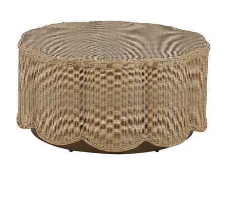 Scalloped wicker outdoor coffee table 