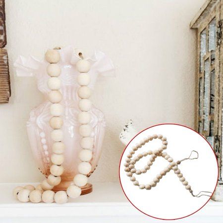 LINASHI Wooden Beads Garland Beads Farmhouse Rustic Wood Bead String Wall Hanging Decor for Baby Nur | Walmart (US)