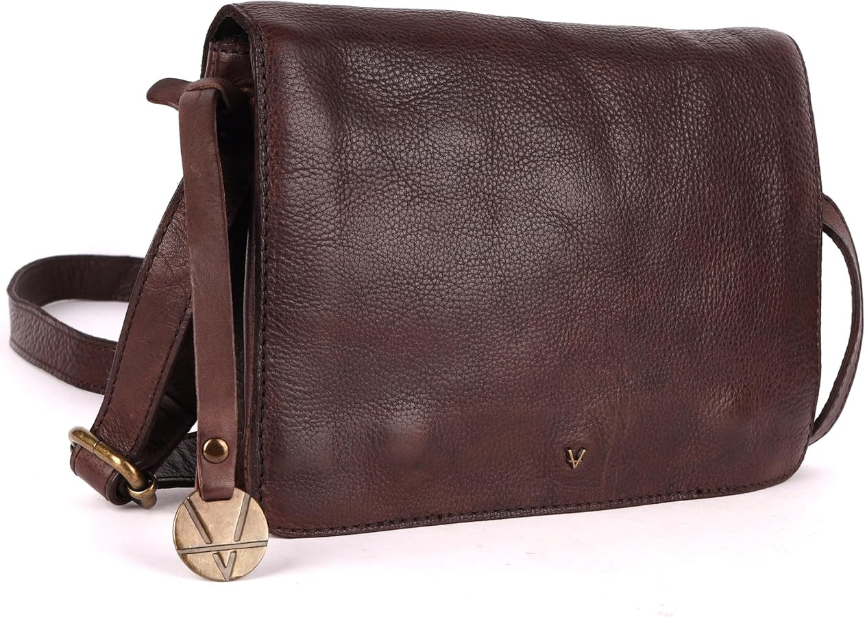 Genuine Italian Leather Small Crossbody Sling Bag – Trendy Casual Office Bag with Adjustable St... | Amazon (US)