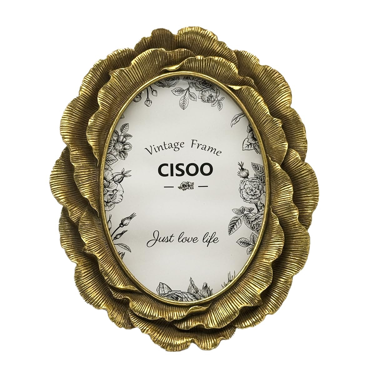 CISOO 5x7 Vintage Oval Picture Frame, Antique Gold Ornate Flower Photo Frame, for Tabletop and Wa... | Amazon (US)