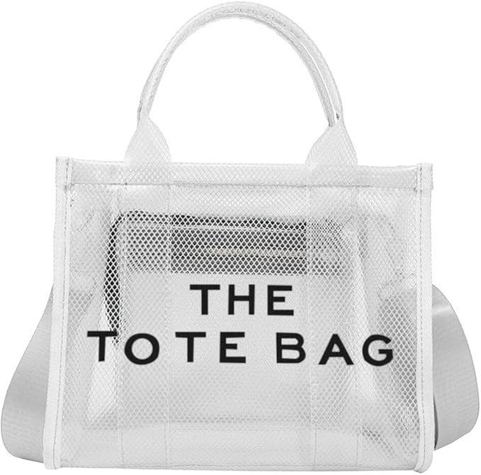 Clear Tote Bag for Women, Plastic Tote Bag Crossbody Beach Bag PVC Travel Bag for Sports Fan Game... | Amazon (US)