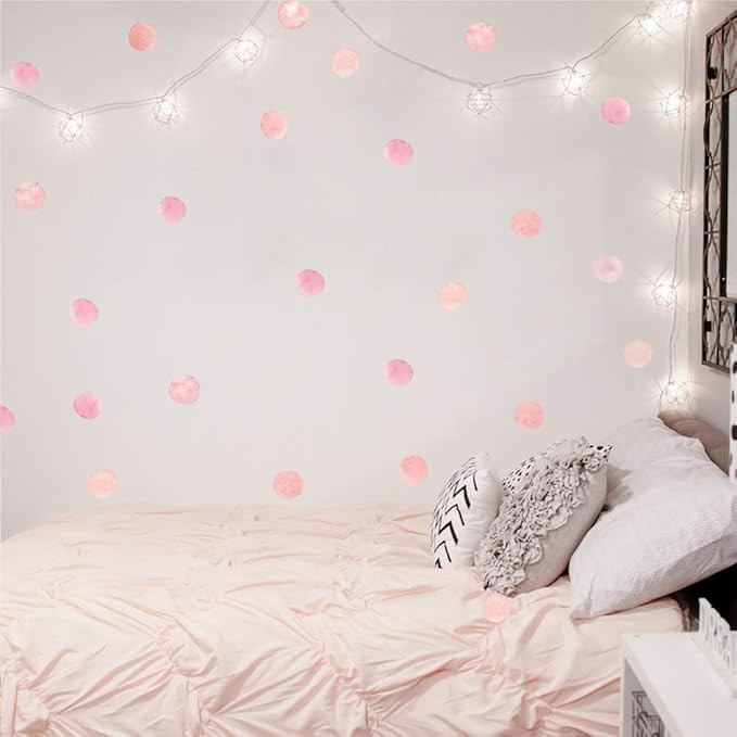 Pink Polka Dot Wall Decals Dots 36 Decals Wall Sticker for Kids Baby Girls Teens and Nursery Room | Amazon (US)