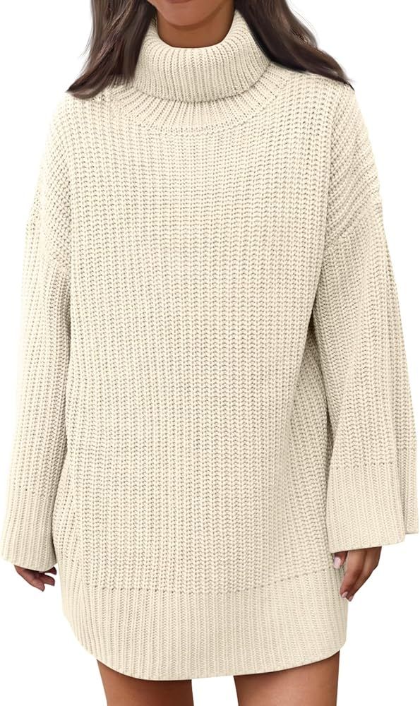 LILLUSORY Womens Turtleneck Oversized Knit Pullover Sweaters 2023 Fall Long Sleeve Loose Short Sw... | Amazon (US)