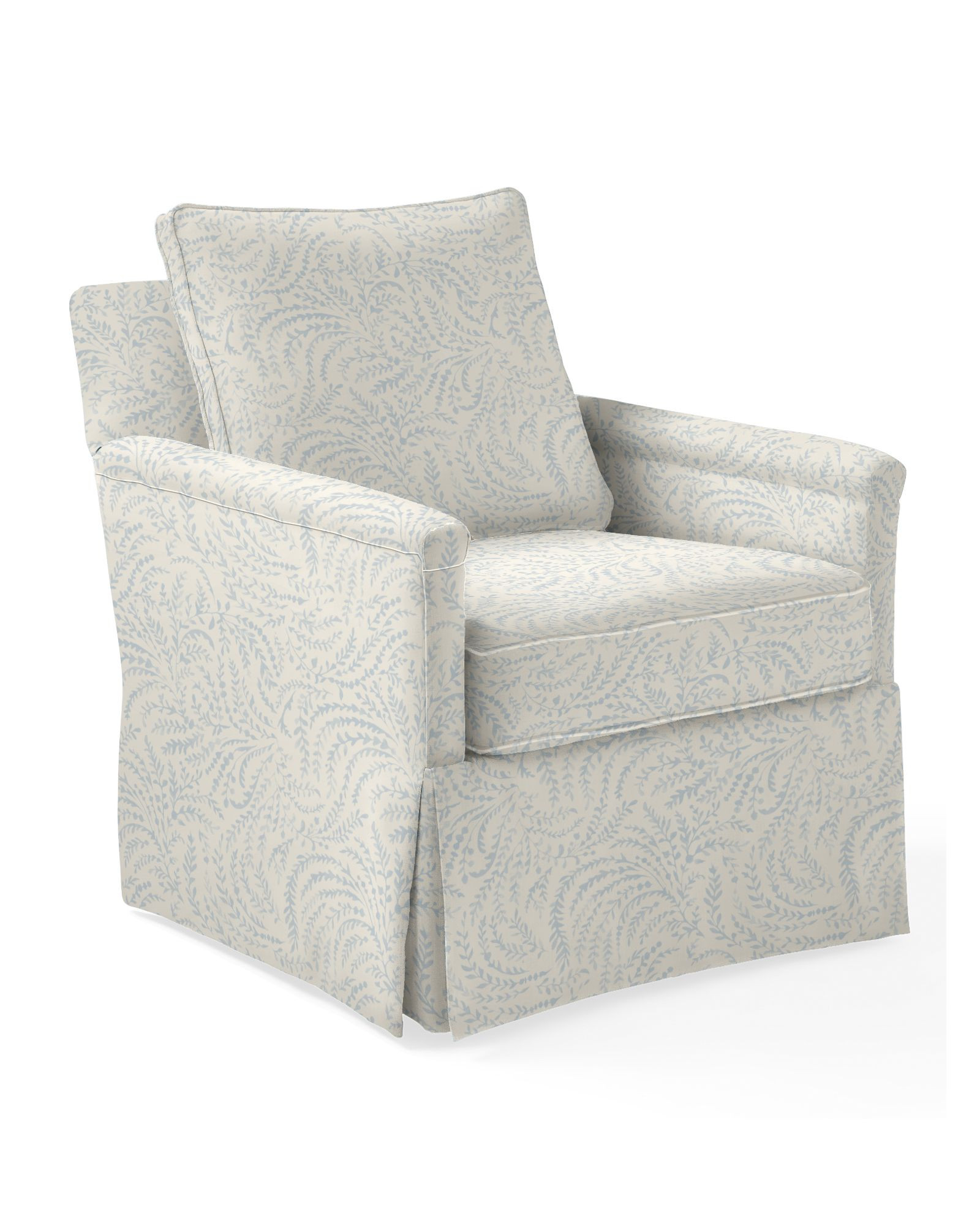 Spruce Street Track Arm Skirted Swivel Chair | Serena and Lily
