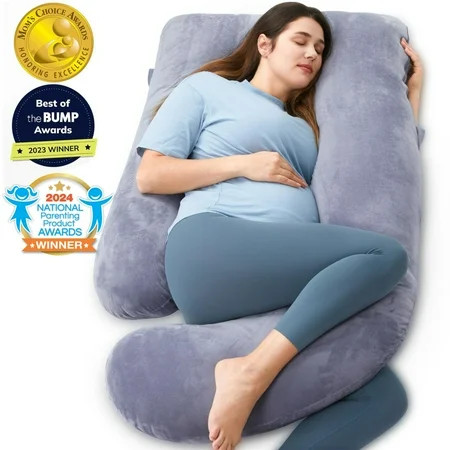 Momcozy Pregnancy Pillow, U Shaped Full Body Maternity Pillow for Sleeping with Removable Cover, 57 Inch Grey | Walmart (US)