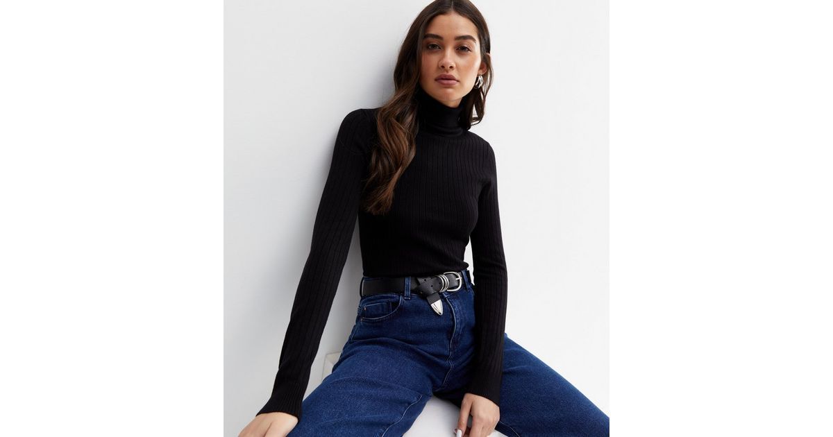 Black Ribbed Knit Roll Neck Top
						
						Add to Saved Items
						Remove from Saved Items | New Look (UK)