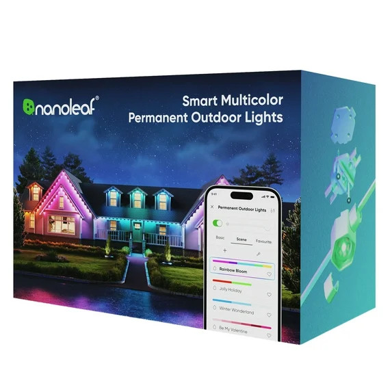 Nanoleaf 100ft Matter Smart Multicolor Permanent Outdoor Lights Smarter Kit with Side Clips – P... | Walmart (US)