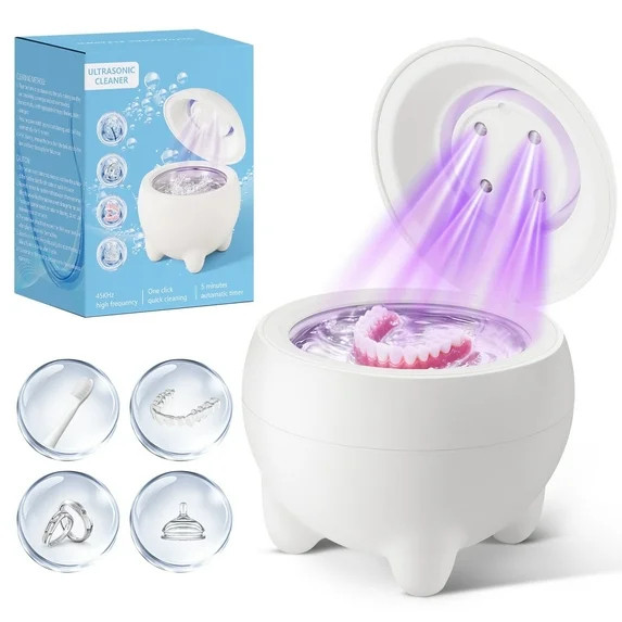 Ultrasonic Retainer Cleaner, 45kHz Dental Cleaning Machine Ultrasonic Jewelry Cleaner, for Dentur... | Walmart (US)