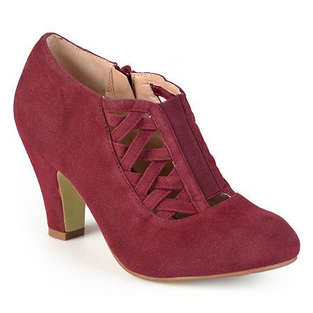 Journee Collection Womens Piper Booties Stacked Heel Wide Width, 8 1/2 Wide, Red | JCPenney
