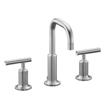 KOHLER Purist Polished Chrome Widespread 2-Handle WaterSense Bathroom Sink Faucet with Drain | Lowe's