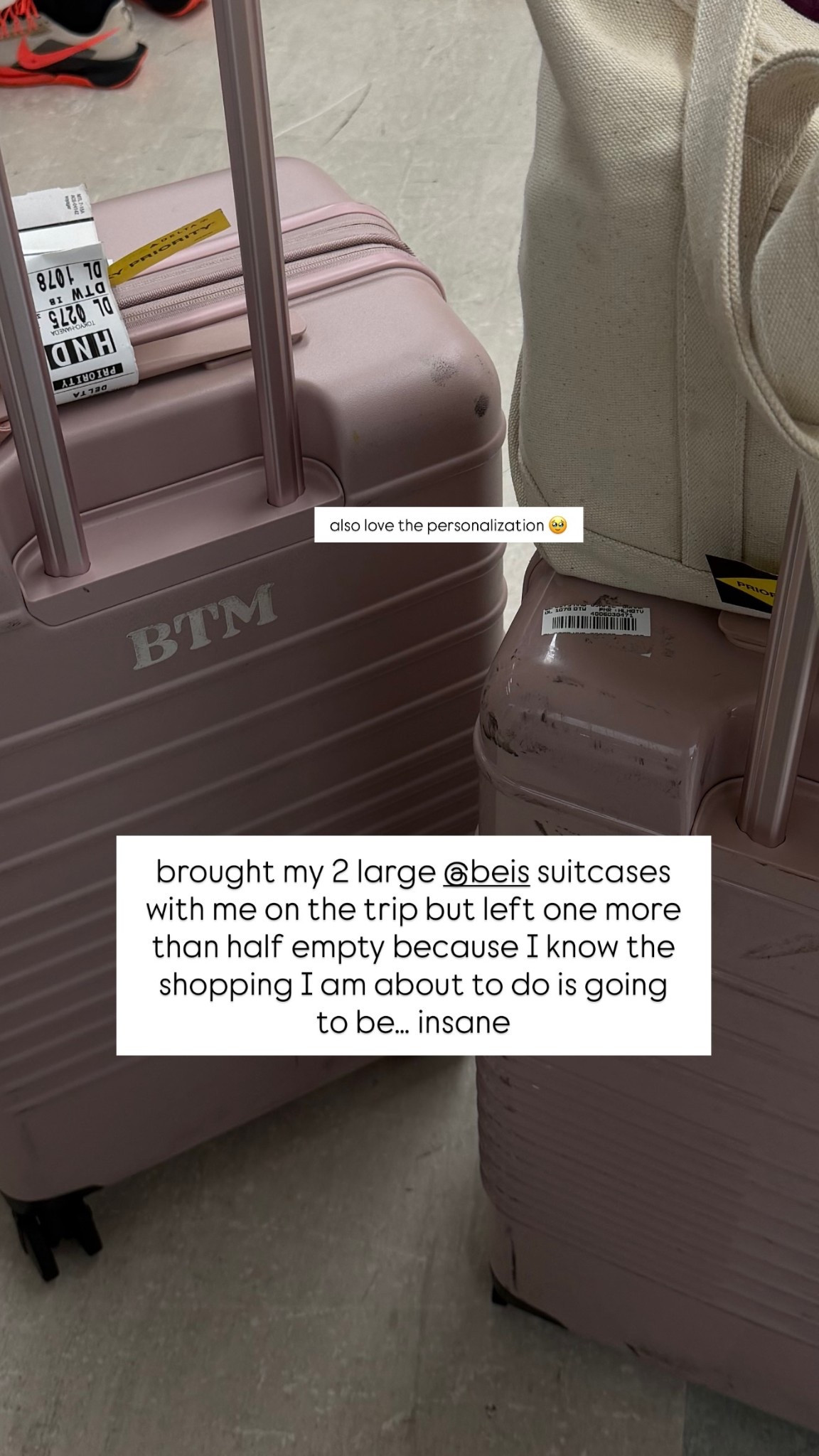 brought my two large beis suitcases to tokyo! 

 #LTKTravel