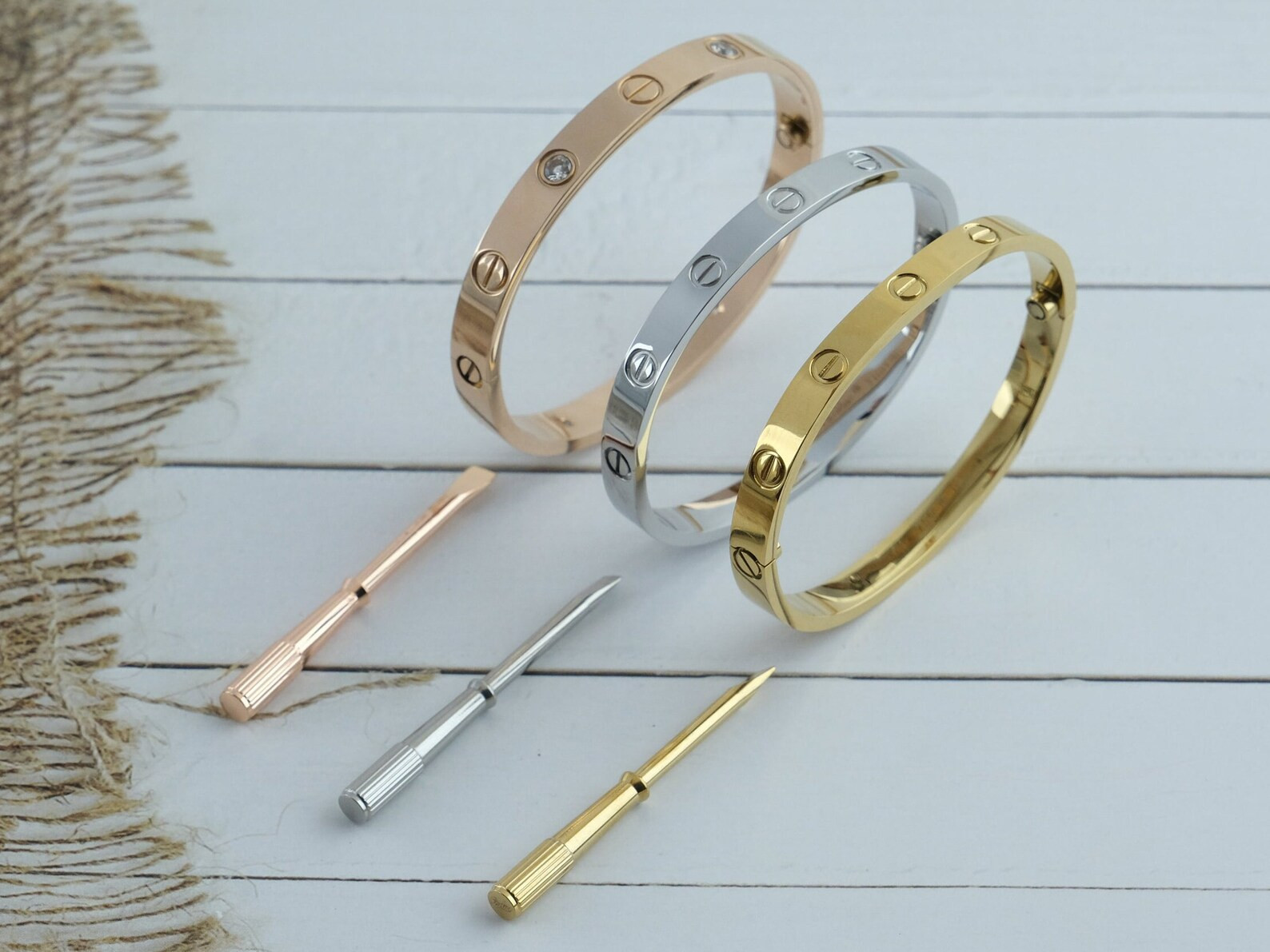 18K Gold Plated Love Bracelet, Stainless Steel Love Bracelet with Stones 18K Gold Plated, Women B... | Etsy (US)