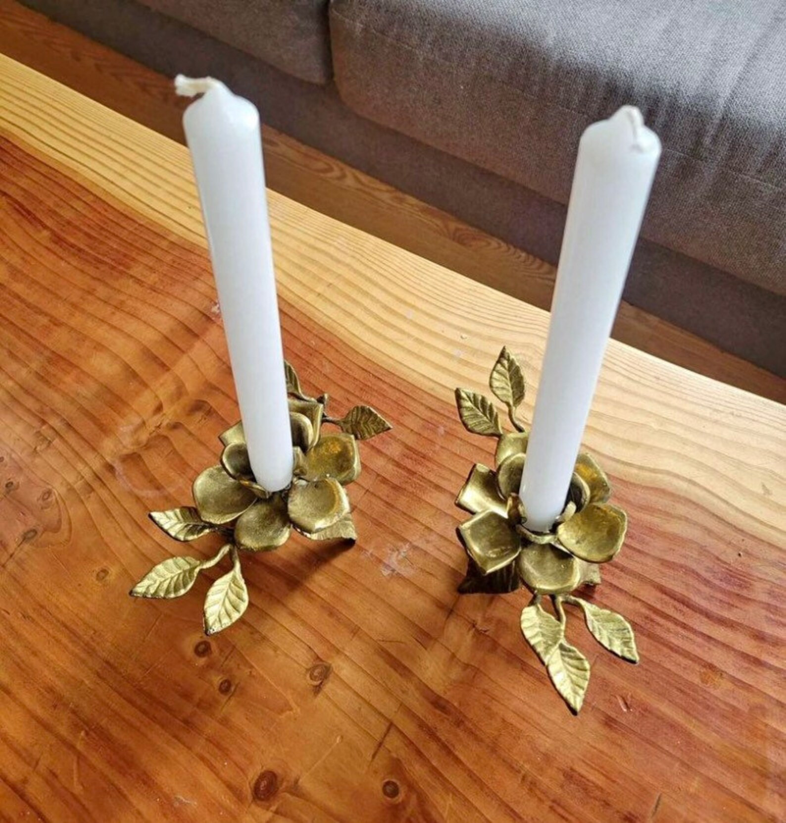 Antique Brass Rose Candle Stick Holders | Etsy (US)