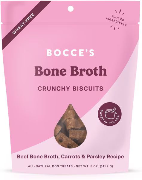 Bocce's Bakery Bone Broth, Carrots & Parsley Dog Treats, 5-oz bag | Chewy.com