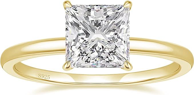 EAMTI 2CT 925 Sterling Silver Engagement Rings Princess Cut Cubic Zirconia CZ Wedding Promise Rin... | Amazon (US)