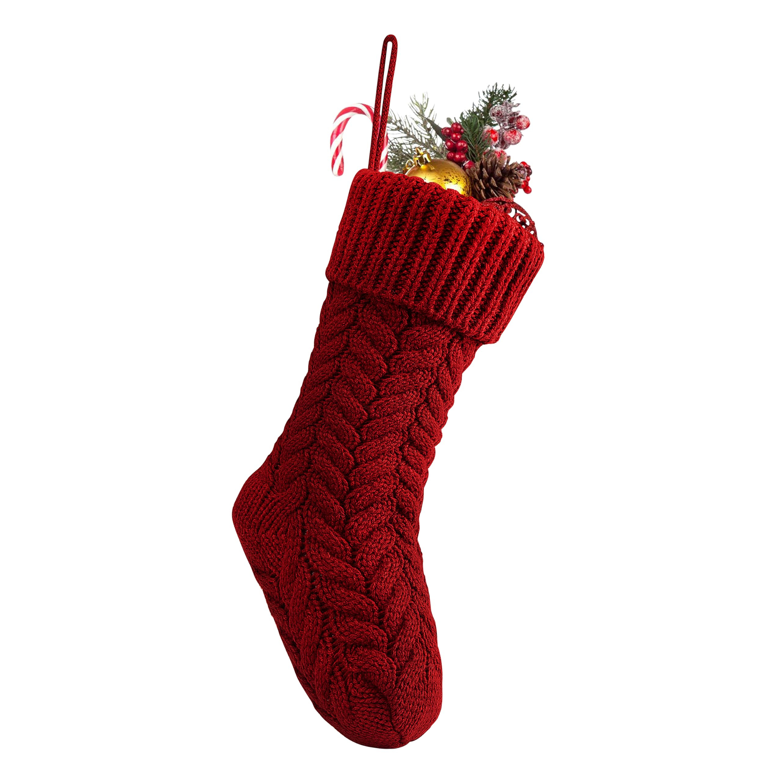Fesciory 18 Inches Christmas Stockings Bulk, 1 Pack Large Size Cable Knitted Fireplace Hanging St... | Amazon (US)