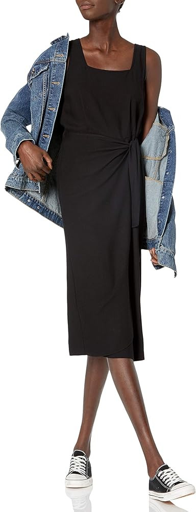 Goodthreads Women's Faux Wrap Fluid Twill Dress | Amazon (US)