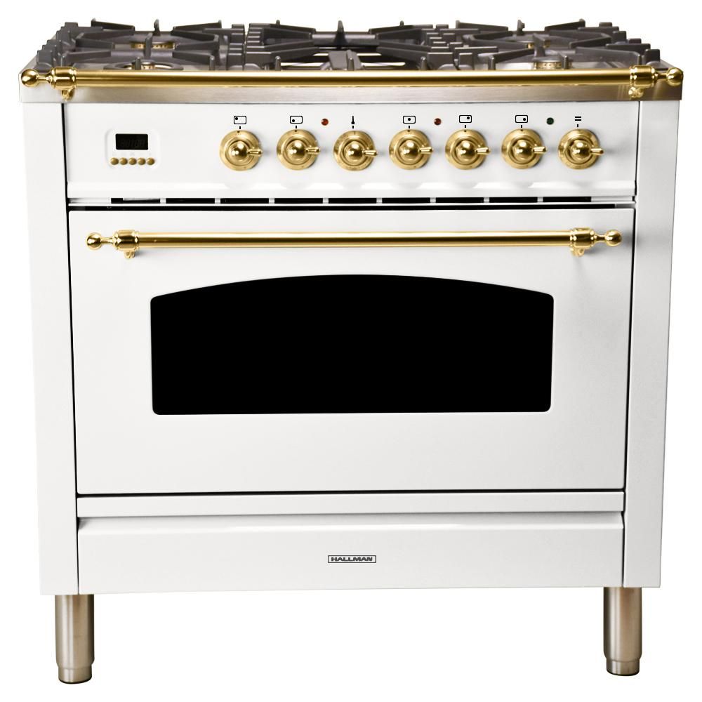 36 in. 3.55 cu. ft. Single Oven Dual Fuel Italian Range with True Convection, 5 Burners, Griddle,... | The Home Depot