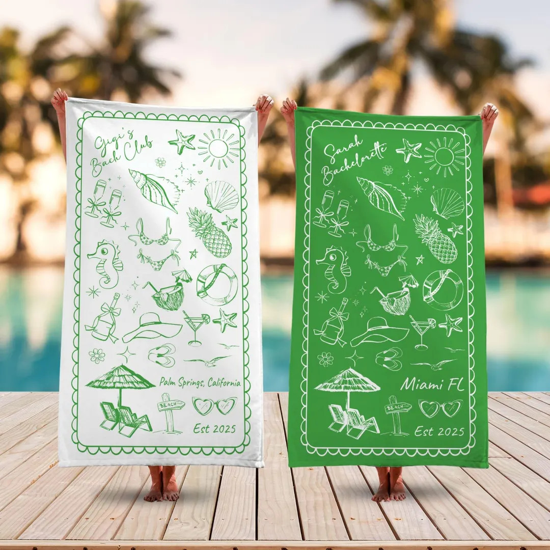 Personalized Bachelorette Beach Towel, Custom Location and Name Bachelorette Party Pool Towel, Ba... | Etsy (US)