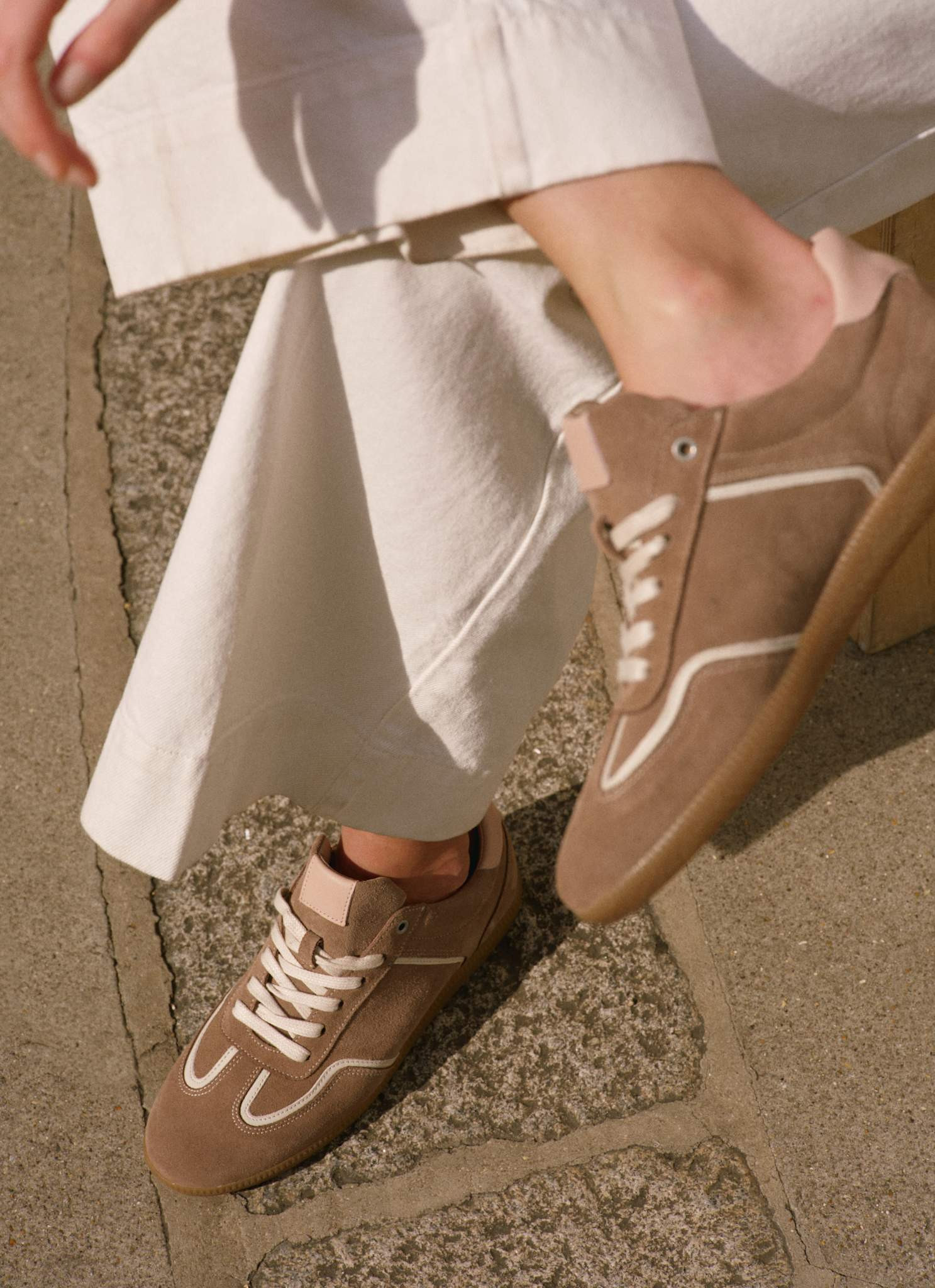 Romy Tan Suede Trainer | Mint Velvet