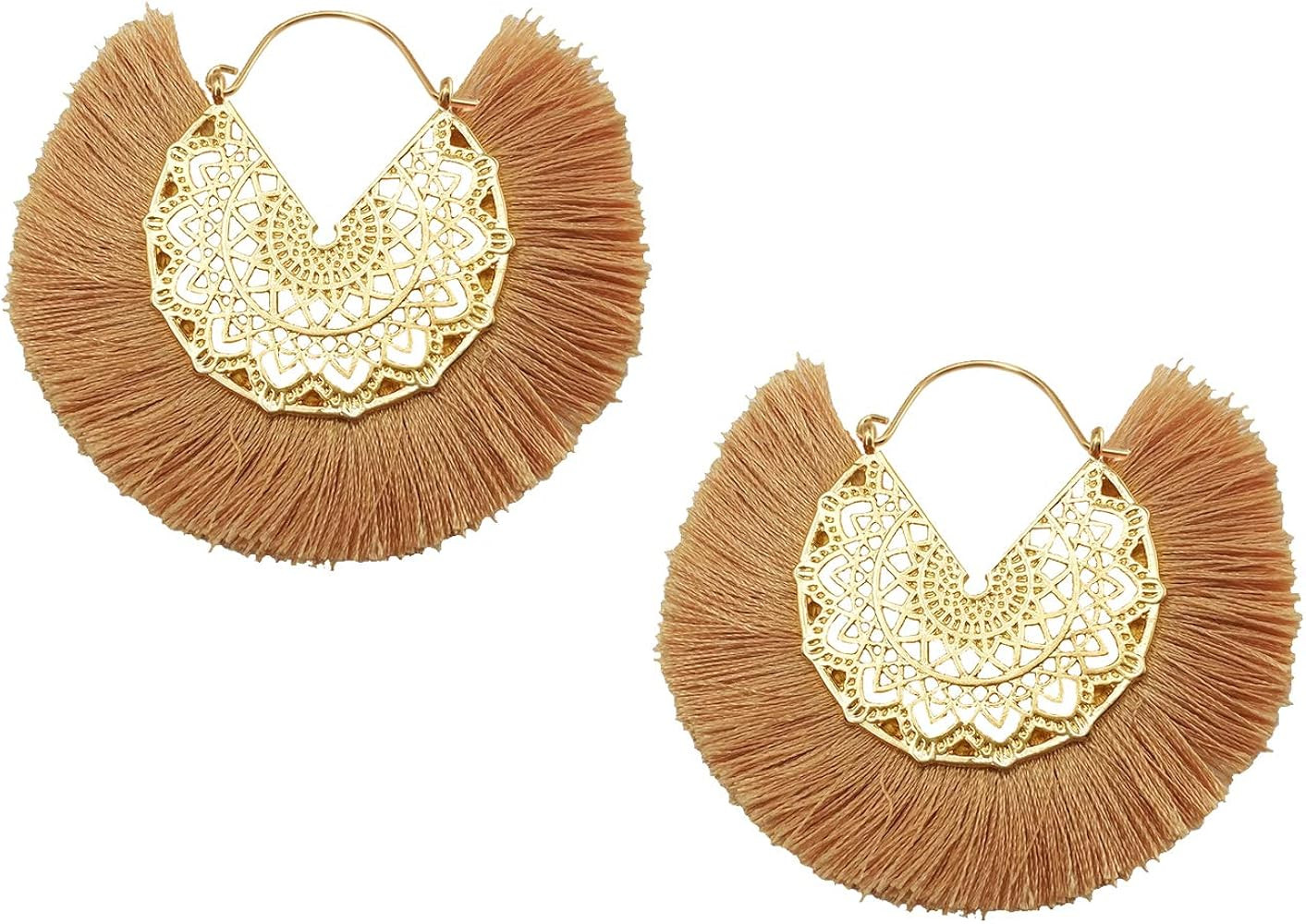 Tassel Hoop Earring, Statement Thread Dangle Earrings Stylish Long Fringe Drop Earrings Lightweight  | Amazon (US)