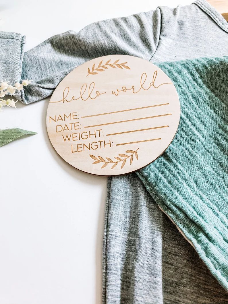 Baby Birth Announcement Wood Discs  Milestone Card  Hello | Etsy | Etsy (US)