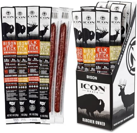 ICON Meats Snack Sticks Sampler, 24 Pack High Protein Snacks, Assorted Bison, Elk, Venison & Pork... | Amazon (US)