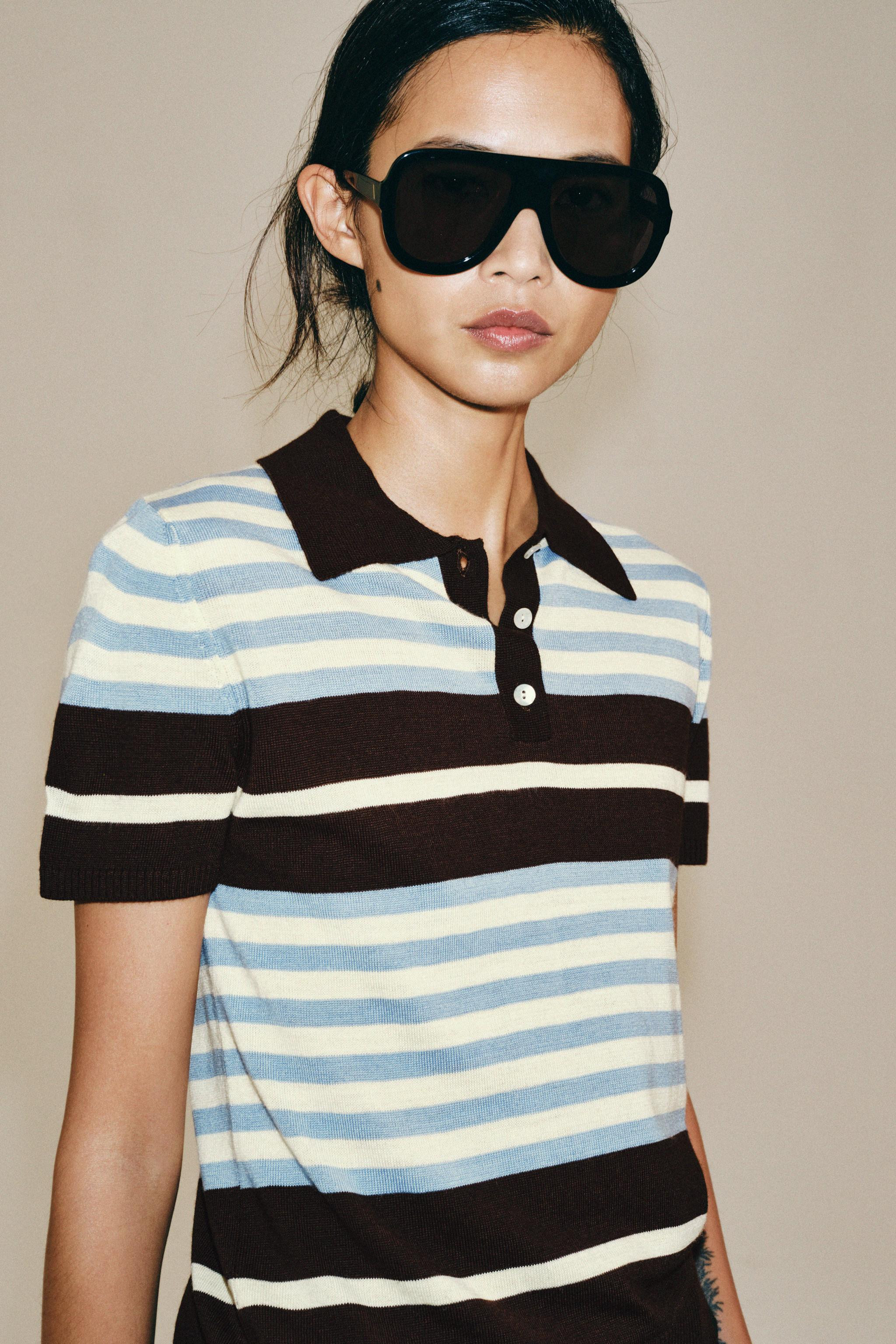 STRIPED KNIT POLO SHIRT | Zara UK