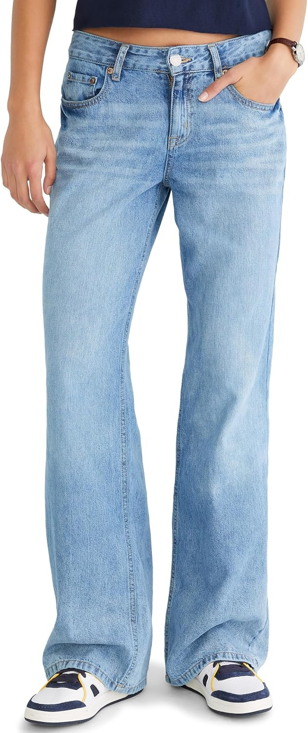 AEROPOSTALE Women's Aero Baggy Wide Leg Light Wash Clean Jean, Orzo1 | Amazon (US)