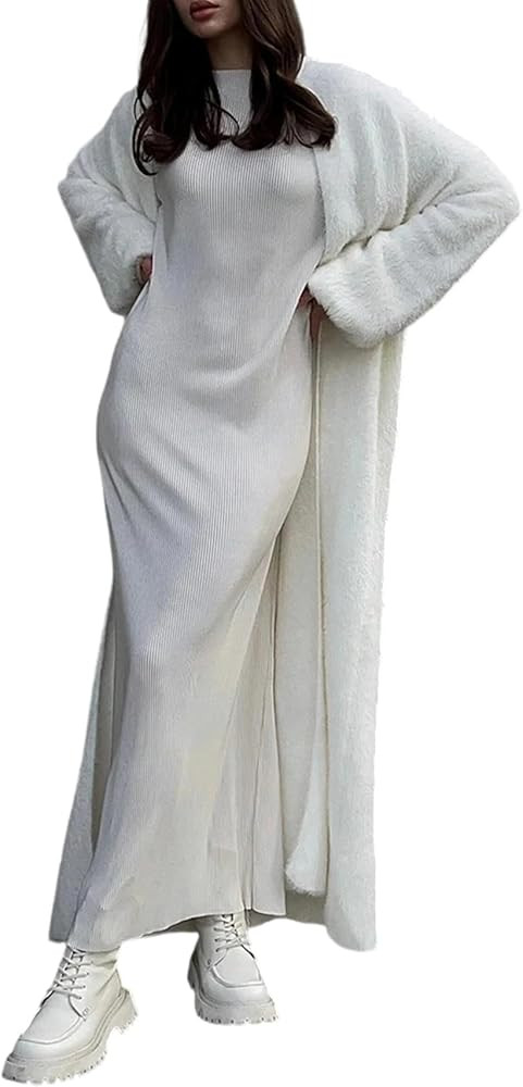 Unybwonn Long Cardigans for Women Fuzzy Lightweight Open Front Knit Sweater Maxi Cover up Long Sl... | Amazon (US)