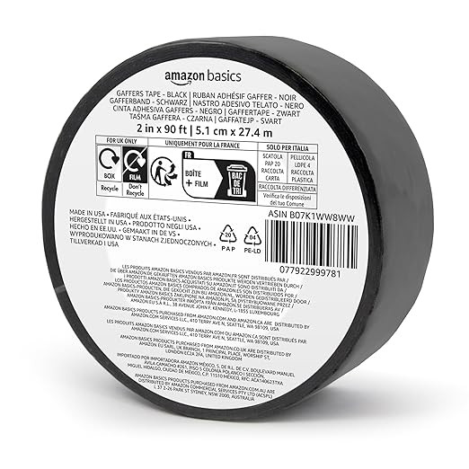 Amazon Basics No Residue, Non-Reflective Gaffers Tape - 2 Inch x 90 Feet, Black | Amazon (US)