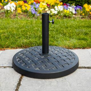 Round Metal Patio Umbrella Base in Black | The Home Depot