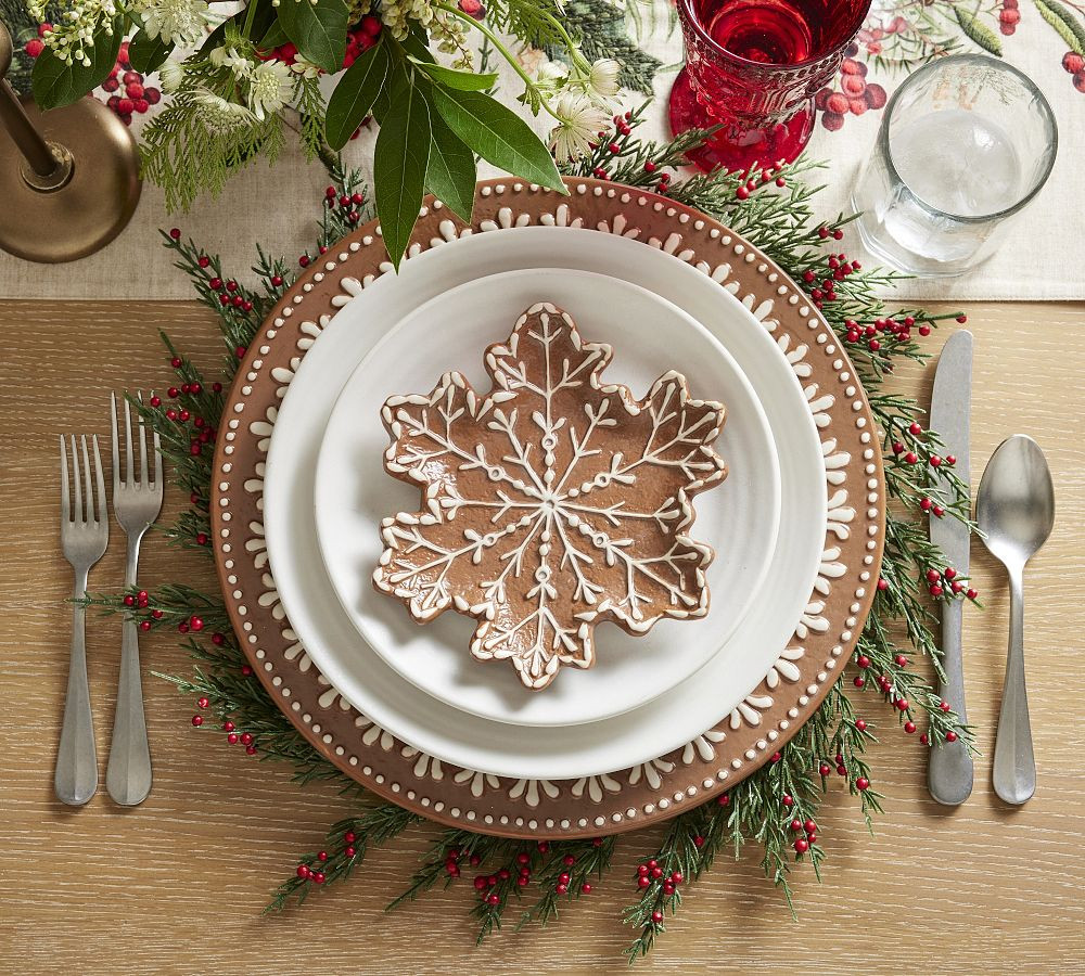 Gingerbread Snowflake Stoneware Appetizer Plates - Set of 4 | Pottery Barn (US)