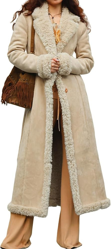 Long Winter Coats Faux Suede Leather Trench Coat Business Casual | Amazon (US)
